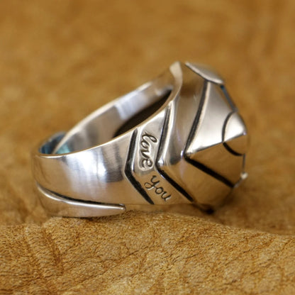 Elegant Blue Zircon Heart Ring in 925 Sterling Silver for Unisex