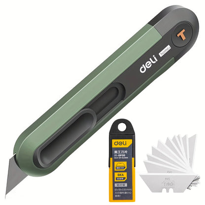Deli Utility Knife - Top-Rated Retractable Box Cutter for Effortless DIY Crafts & Unpacking B Green add Blades