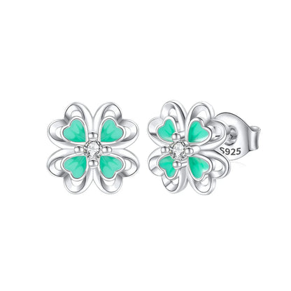 925 Sterling Silver Lucky Four Leaf Clover And Horseshoe Charms With Green Zircon For Bracelet Necklace Earrings