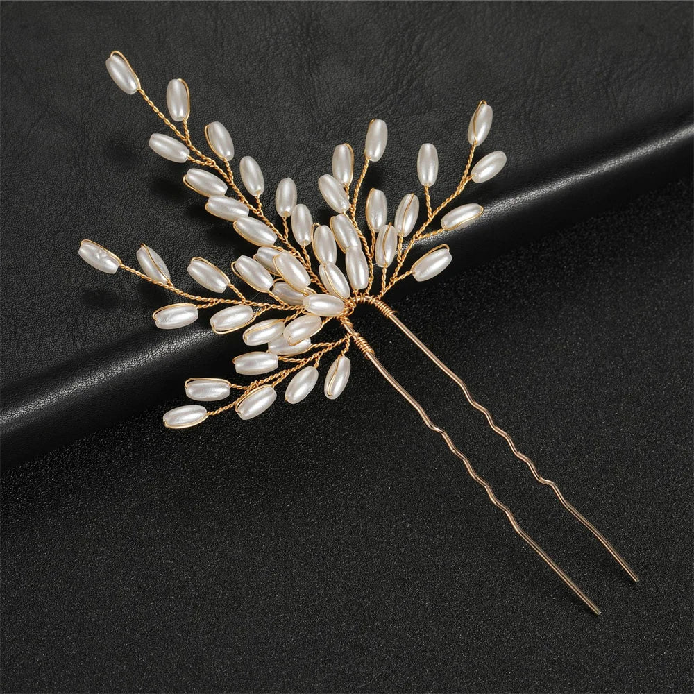 Elegant Handmade Pearl Wheat Ear Bridal Hairpins Set for Weddings and Special Occasions