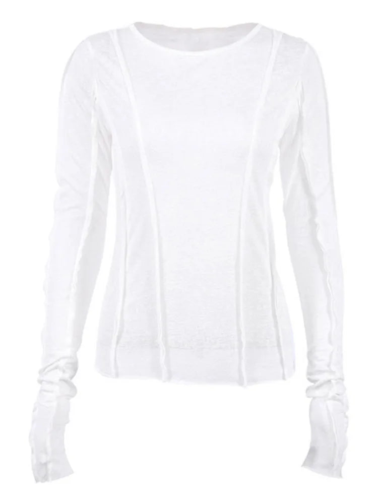 Yellow Long Sleeve Crop Top For Women Elegant Casual Fit