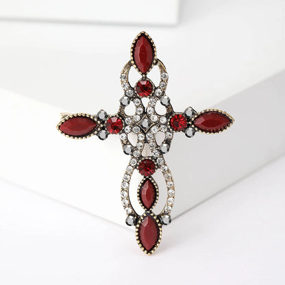 Rhinestone Cross Brooches for Women Stylish Floral Pins Perfect for Parties and Gifts