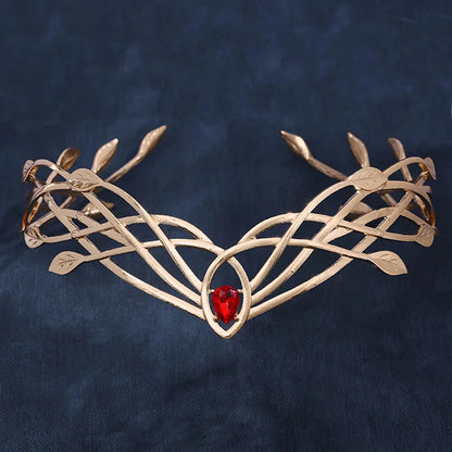 Goddess Cosplay Elven Leaf Crown Tiara Bridal Headband Vintage Wedding Headwear