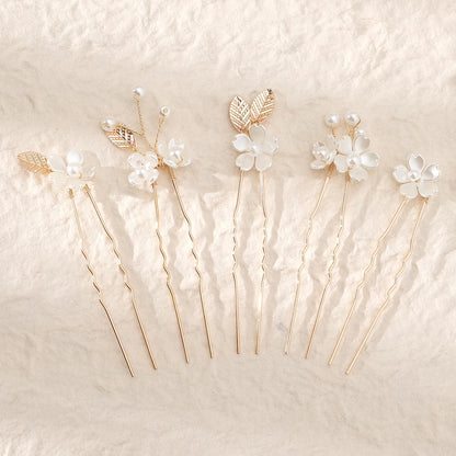 Elegant Pearl Flower Hair Clip Set for Bridal Wedding Accessories