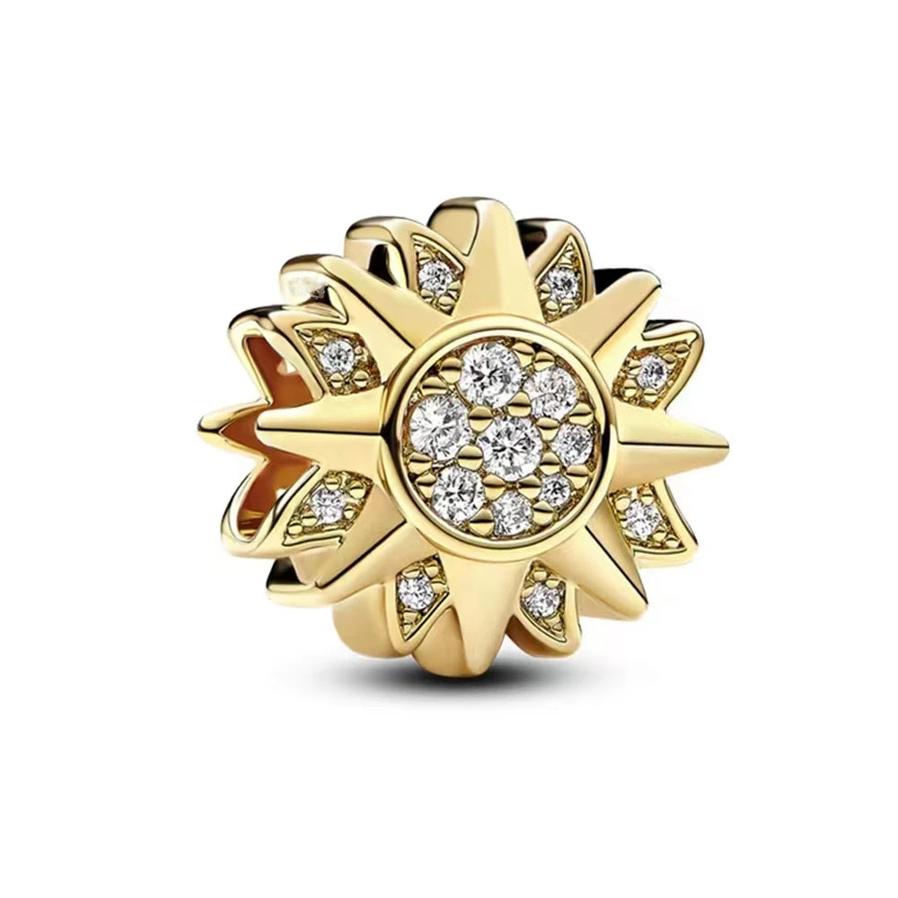 925 Sterling Silver Charm Golden Sun Pineapple Family Tree