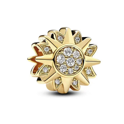 925 Sterling Silver Charm Golden Sun Pineapple Family Tree