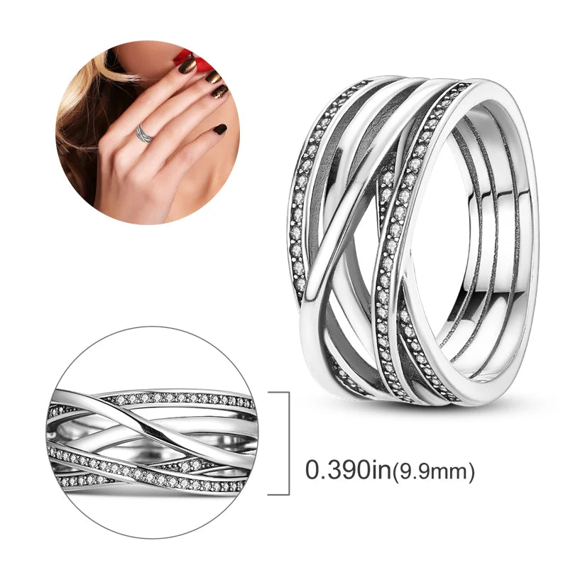 Silver Plated Luxury Stackable Ring with Infinite Flower Design for Women Engagement and Wedding Parties PTR051
