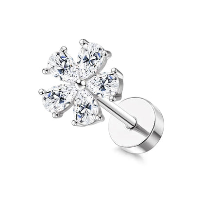 Drperfect Surgical Steel Butterfly Flower Cartilage Stud Earrings for Women with Screw-Back Design
