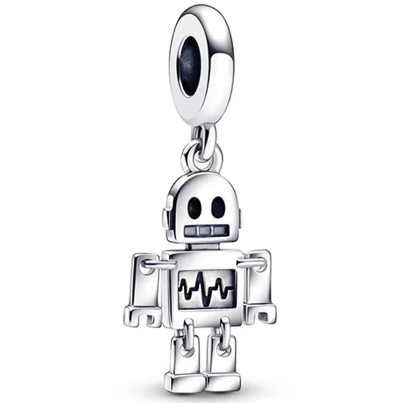 Original 925 Sterling Silver Zircon Beads Charms Set Crowns Robots Koalas Rose Castles Star Map for DIY Bracelet Necklace Women Gift