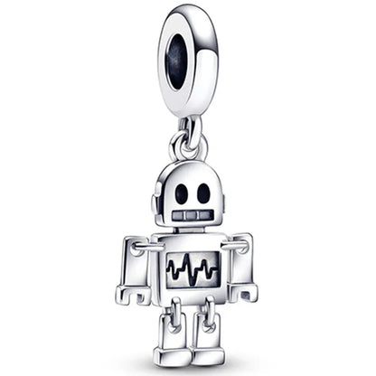 Original 925 Sterling Silver Zircon Beads Charms Set Crowns Robots Koalas Rose Castles Star Map for DIY Bracelet Necklace Women Gift