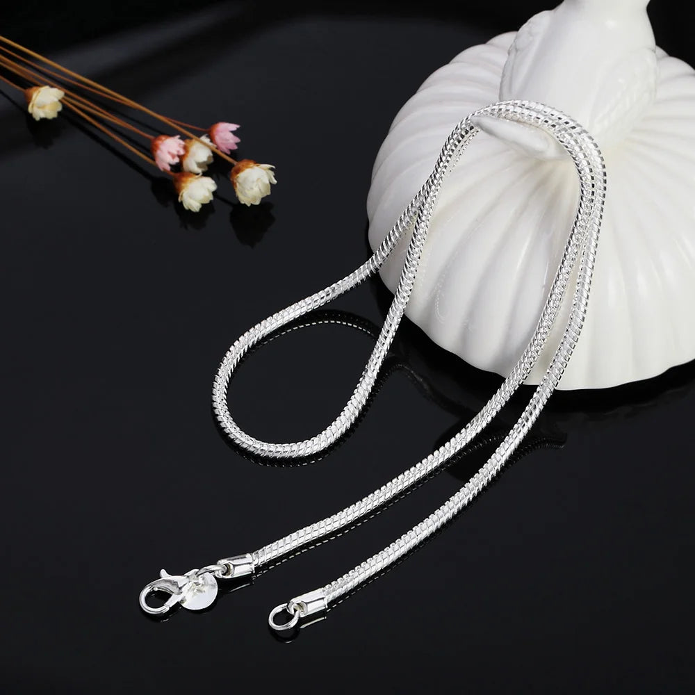 Silver Snake Chain Necklace 1MM 2MM 3MM - Adjustable 45-60cm Length