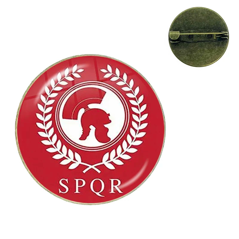 Vintage Roman Empire Legion Glass Cabochon Brooch Pins for Men and Women