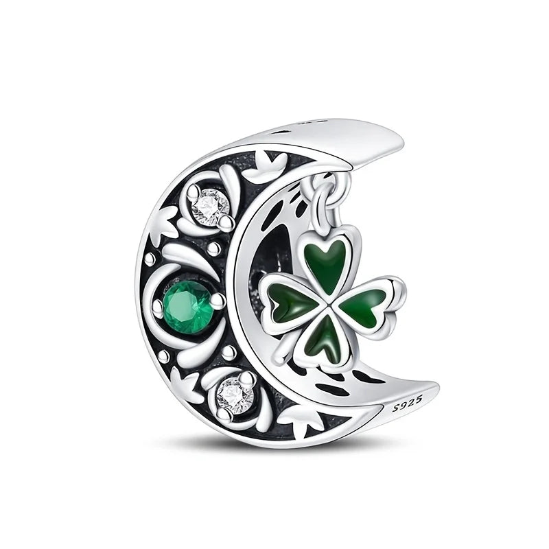 Green Monstera Leaf Charm 925 Sterling Silver Dangle Bracelet Jewelry for Women PAC931