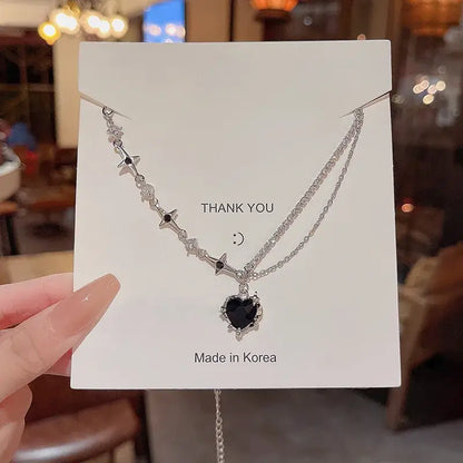 Korean Fashion Vintage Blue Crystal Pendant Necklace 02