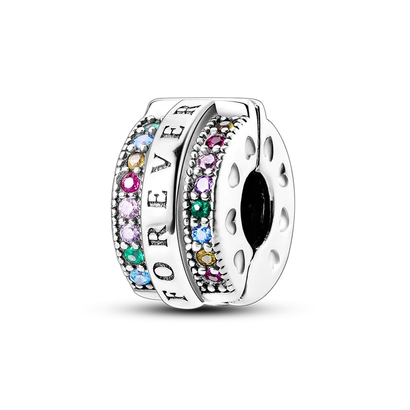 925 Sterling Silver Colorful Butterfly And Cherry Blossom Beads Clip Charm For DIY Bracelets Fine Zircon Jewelry
