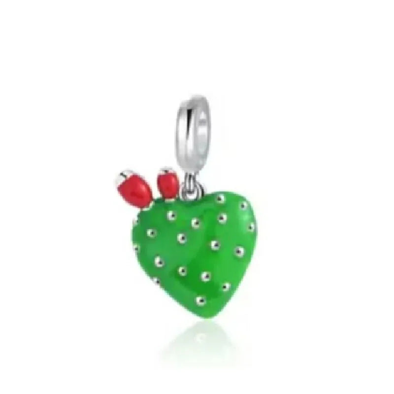 925 Sterling Silver Green Clover Pendant for European Bracelet Charms Women Jewelry B4124