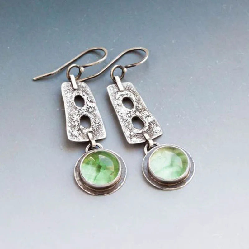Asymmetric Bronze Red Blue Stone Drop Earrings for Women - Ethnic Statement Jewelry Gift