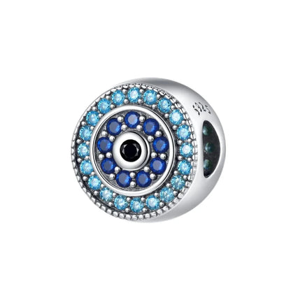 925 Sterling Silver Blue Evil Eye Jewelry Set With Zircon Charms Pendant Ring Earrings For Bracelet Necklace Gift