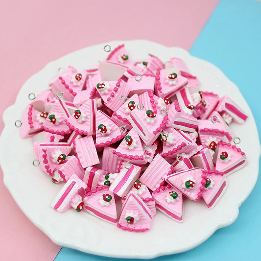 3D Mini Strawberry Cake Resin Charms for DIY Jewelry and Crafts
