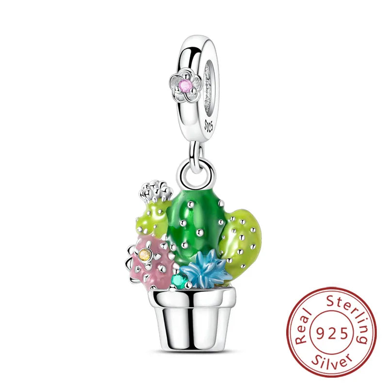 925 Sterling Silver Owl Bow Zircon Charm Beads Pendant