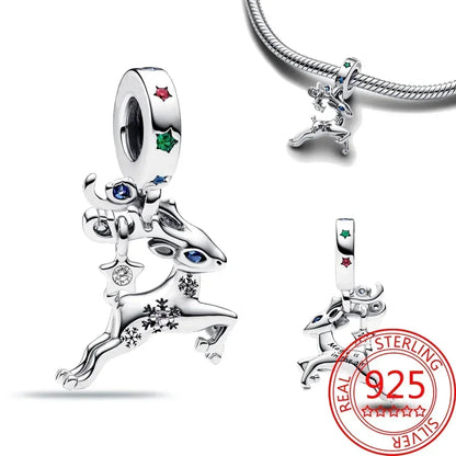 925 Sterling Silver Festive Cookie House Heart Nutcracker Dangle Charm for DIY Christmas Tree and Original Bracelet Gift