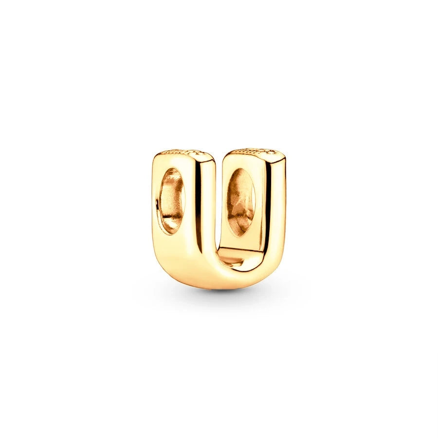Gold Plated A To Z Alphabet Charm Beads For 925 Bracelet