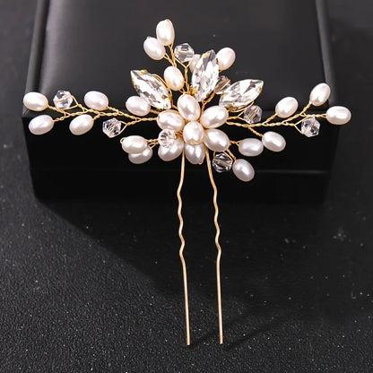 Elegant Crystal Pearl Rhinestone Hairpins for Women Bridal Party Accessories