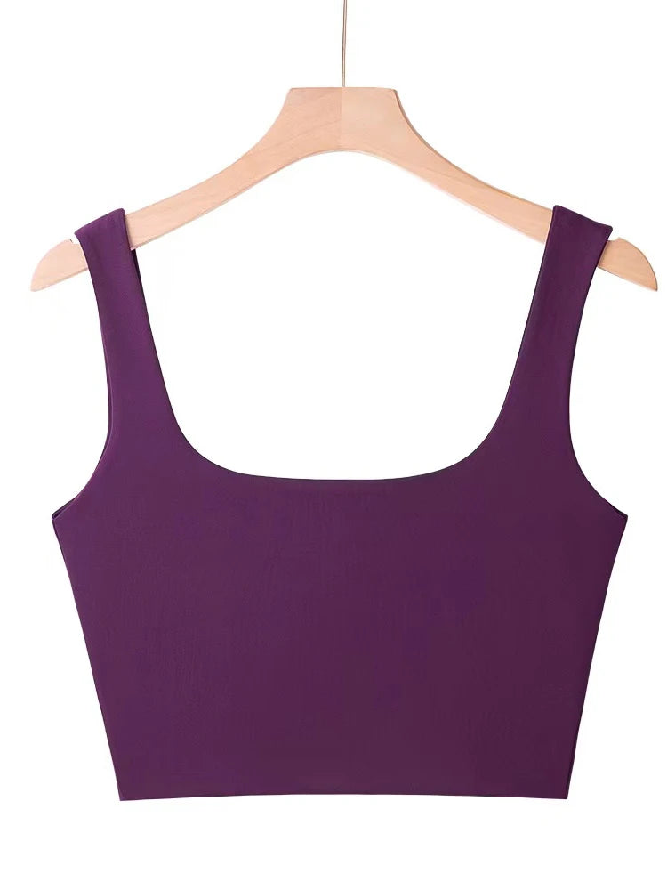 2024 Summer Women Sleeveless Square Neck Crop Tank Top