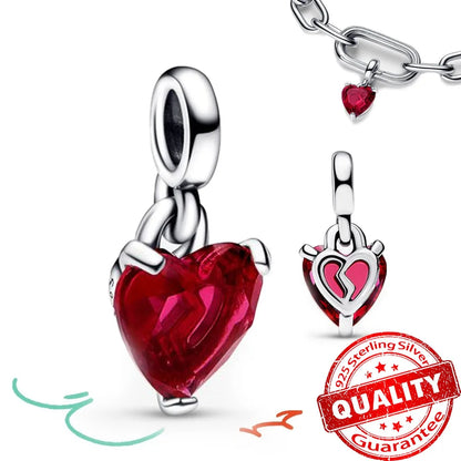 Elegant 925 Sterling Silver Pearl Heart Key Pendant for Bracelets and Necklaces FCC077