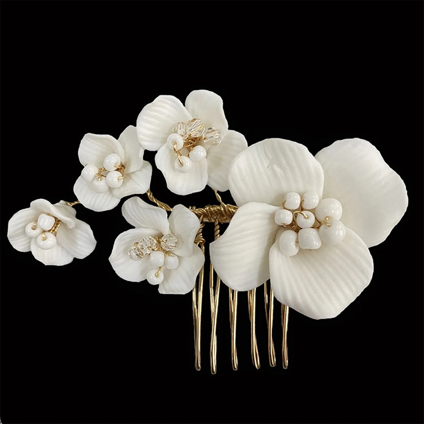 White Floral Ceramic Hairpins for Elegant Bridal Hairstyles