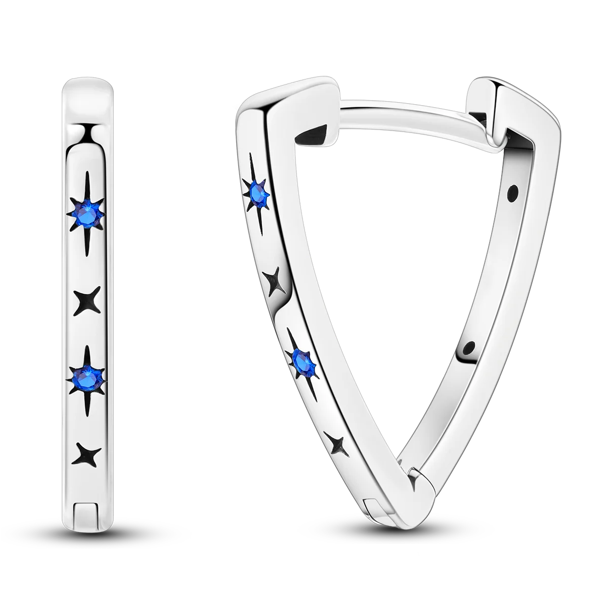 925 Silver Geometric Hoop Earrings for Women with Zircon Moon and Heart Design Fashion Jewelry Gift