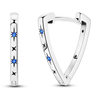 925 Silver Geometric Hoop Earrings for Women with Zircon Moon and Heart Design Fashion Jewelry Gift