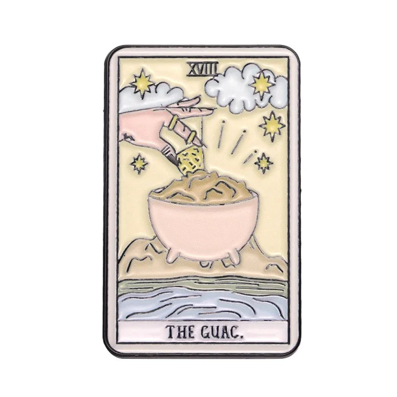 Custom Tarot Enamel Pins Set Featuring Beer Donut Wine Coffee Pizza Brooches for Unique Punk Gothic Jewelry Gifts