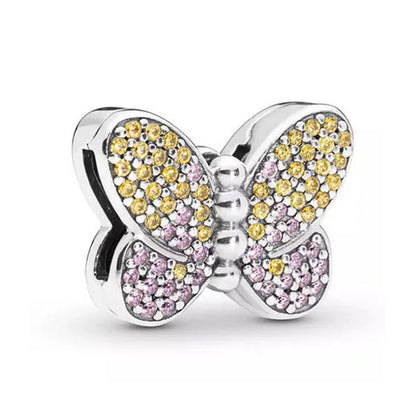 925 Silver Exquisite Moon Heart Letter Flat Clip Beads for European DIY Bracelet