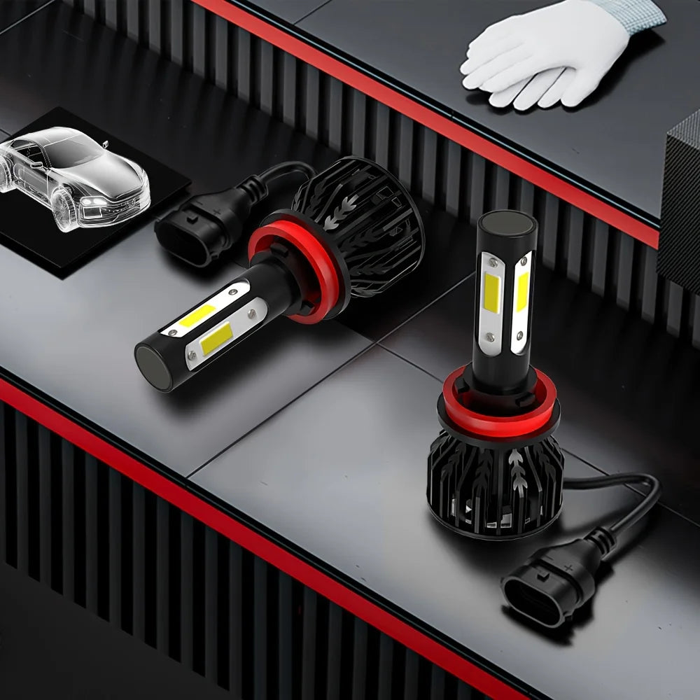 Ultra-Bright 28000LM 4-Sided COB LED Car Headlight Bulbs 6500K Universal Fit