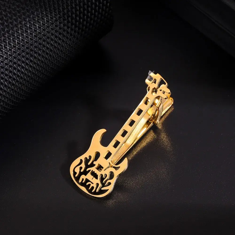 Creative Treble Clef Guitar Tie Clip for Men Titanium Steel Music Accessory Style 13