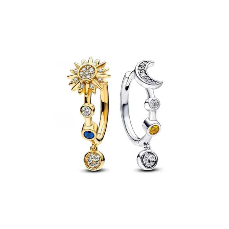 2025 European 925 Silver Moon Sun Bow Earrings Exquisite Charm Jewelry Gifts for Women