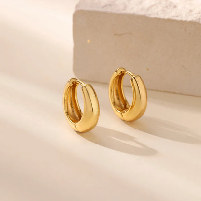 Classic Gold Chunky Hoop Earrings for Women Minimalist Stainless Steel Jewelry 2025 Trend