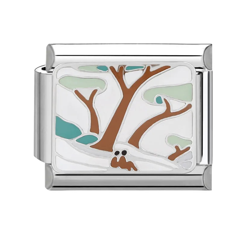 Y2K Green Series Italian Charm Bracelet Links with Camera Woods Flowers Designs in Stainless Steel