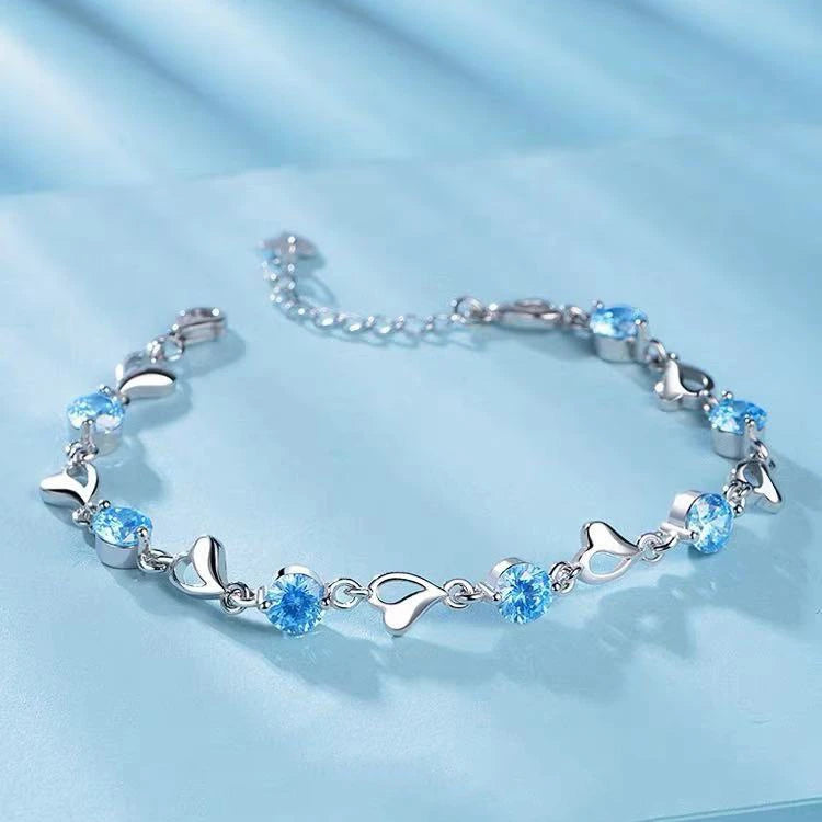 Timeless Elegance: 925 Sterling Silver Heart Tassel Bracelet for Women