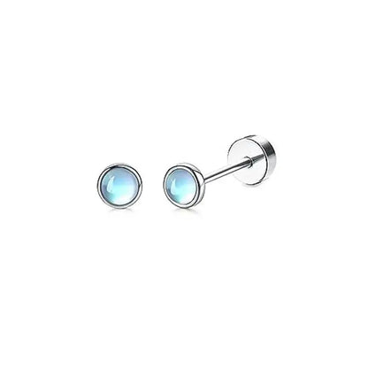 2PCS Set Stainless Steel Heart Moon Stud Earrings for Women Trendy Ear Tragus Cartilage Body Piercing