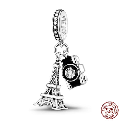 Sterling Silver Camera Coffee Cup Charm Beads for Qikaola Bracelet Jewelry DIY