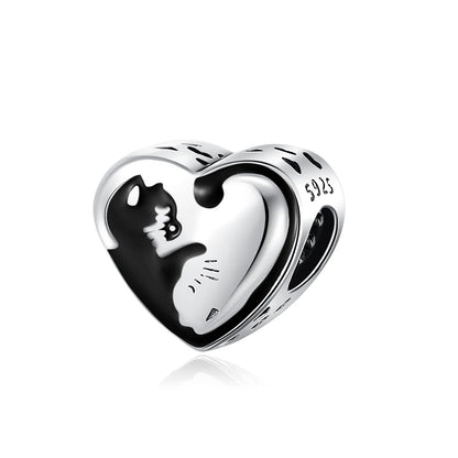 Exquisite 925 Silver Cat Claw Pendant Beads with Safety Chain for European Bracelets B5614