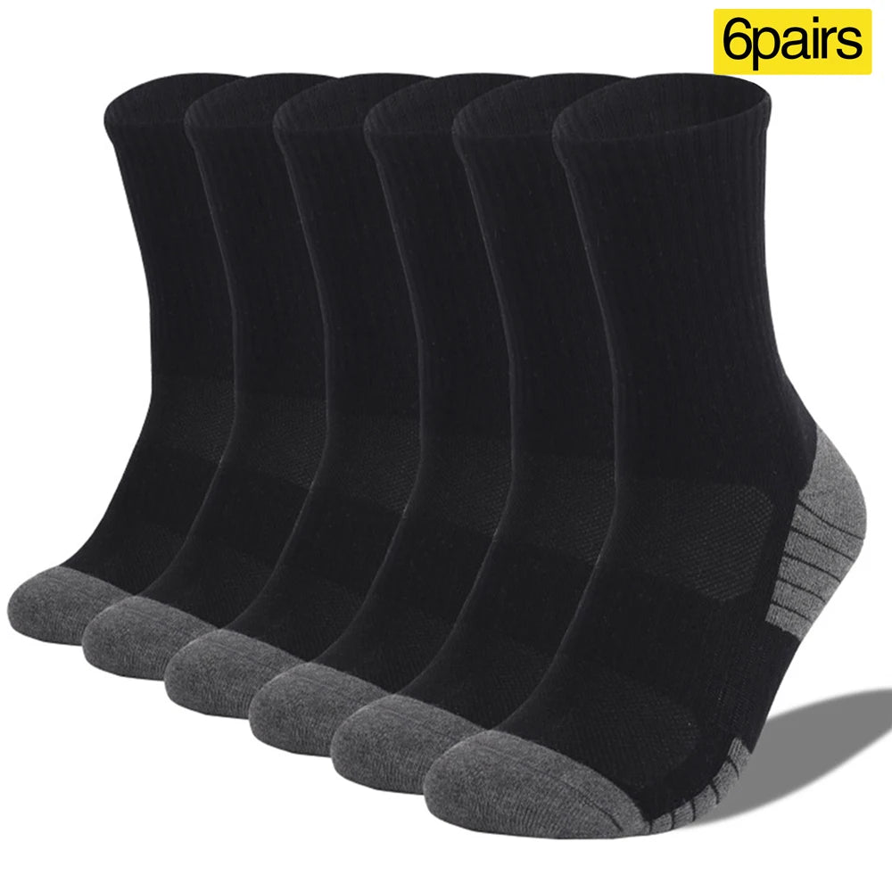 6 Pairs Unisex Hiking Socks Mid Crew Anti Slip Cushioning