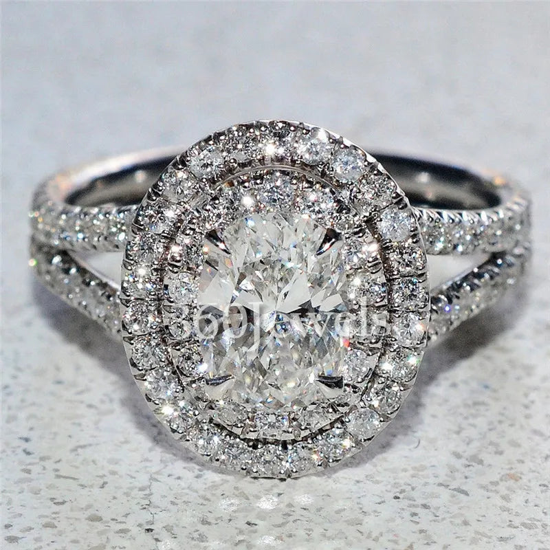 Classic Lady Lab Diamond Ring in 925 Sterling Silver Elegant Bridal Engagement Jewelry Gift for Women Style 9