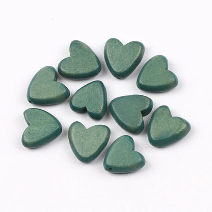 Multicolor Natural Wood Heart Shape Beads Set for DIY Jewelry and Bracelet Making