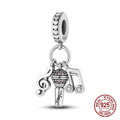 Inlaid Zircon Heart Charm Beads 925 Sterling Silver Dangle for Bracelets SMC2726