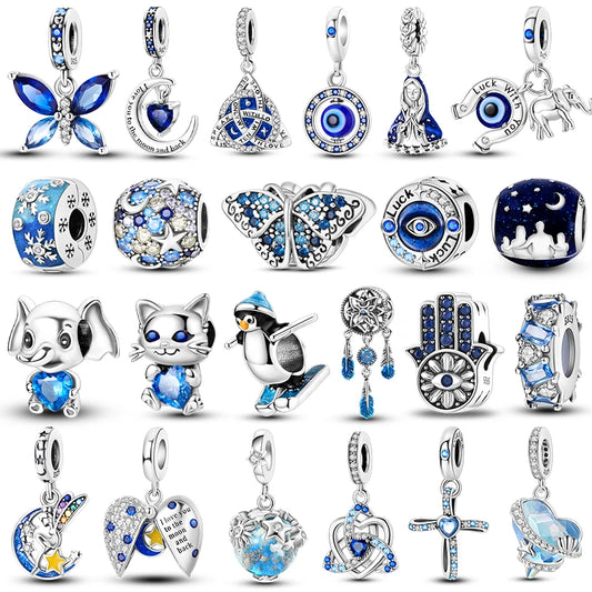 CharmBeads 925 Silver Blue Series DIY Bracelet Charms Top Rated Fashion Pendants