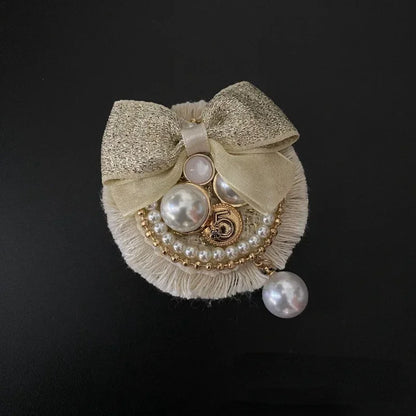 Elegant Korean Rhinestone Pearl Bow Brooches for Women Fashion Jewelry Lapel Pins