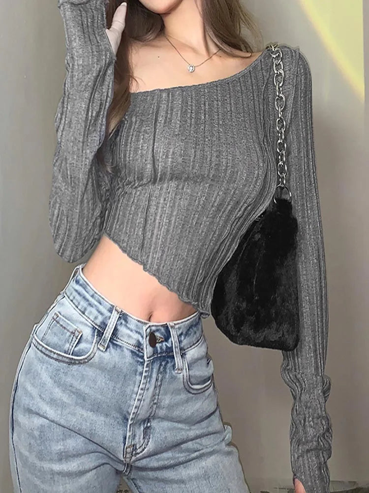 Classic Retro All-Match Commuter Strapless Beveled Solid Color Transparent Strip Loose Elastic Slim Women's Short Top